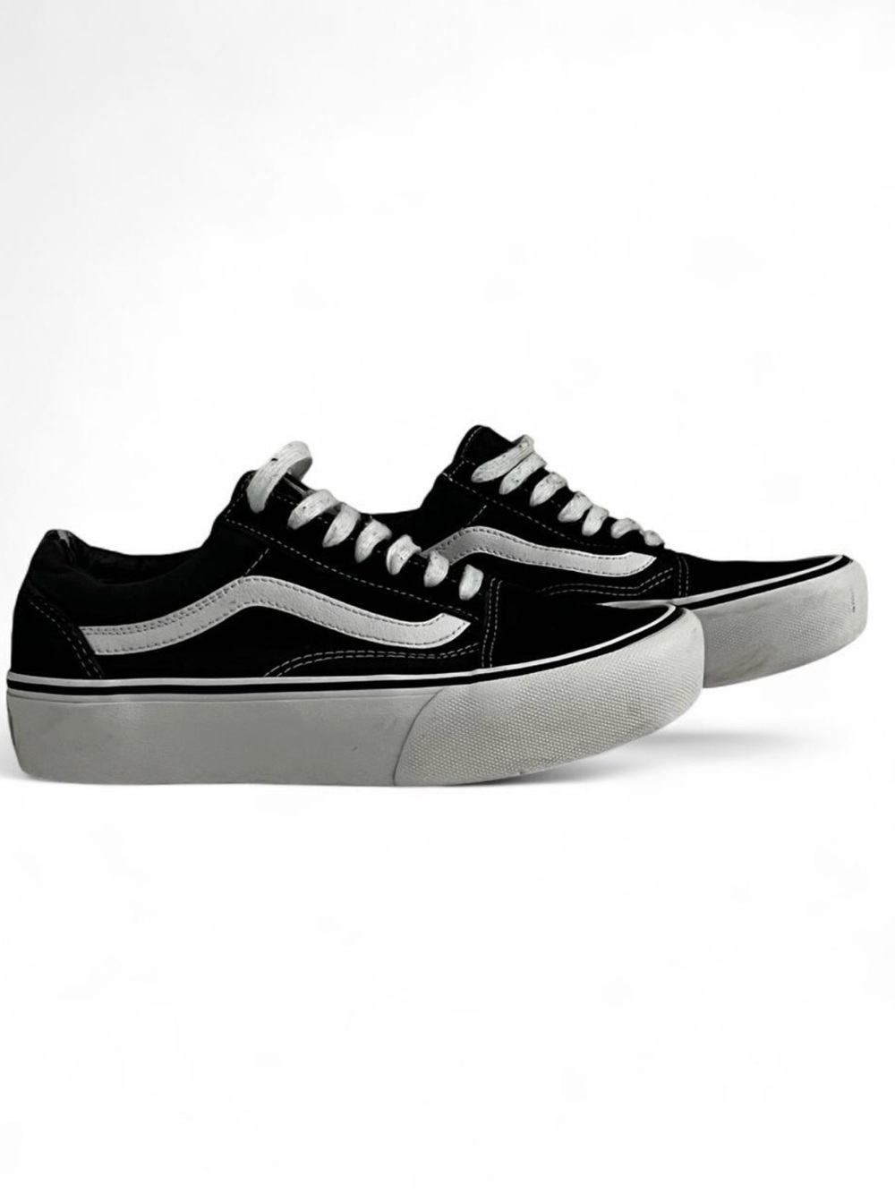 Vans Old Skool Platform Black White Sneakers Women 7 Men 5.5
